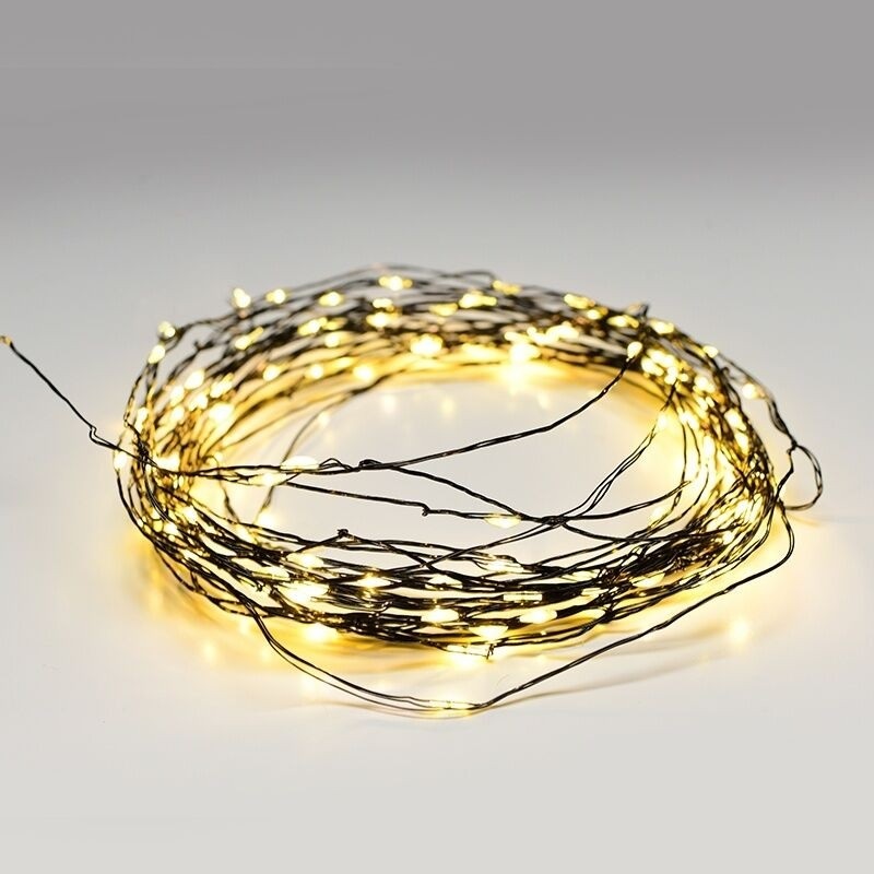 Led-Lankavalosarja 100 Led, lämmin valkoinen, paristokäyttöinen