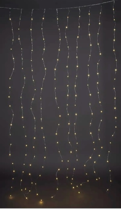 Jääkristalli Valoverho 190x225 cm 600 Led, lämmin valkoinen (9 ME)