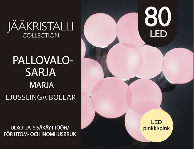 Led-pallovalosarja pinkki 80 Led