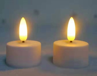 3D Led tuikkukynttilät muovia 2kpl ajastimella, valkoinen