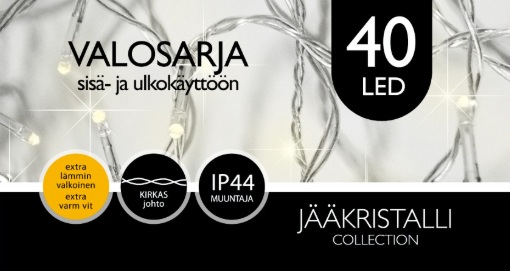 Jääkristalli Ulkovalosarja 40 Led, extra lämmin valkoinen