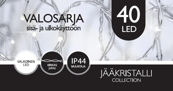 Jääkristalli Ulkovalosarja 40 Led, valkoinen