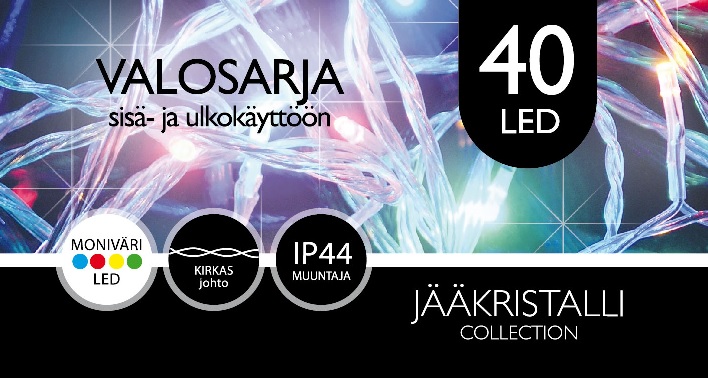Jääkristalli Ulkovalosarja 40 Led moniväri