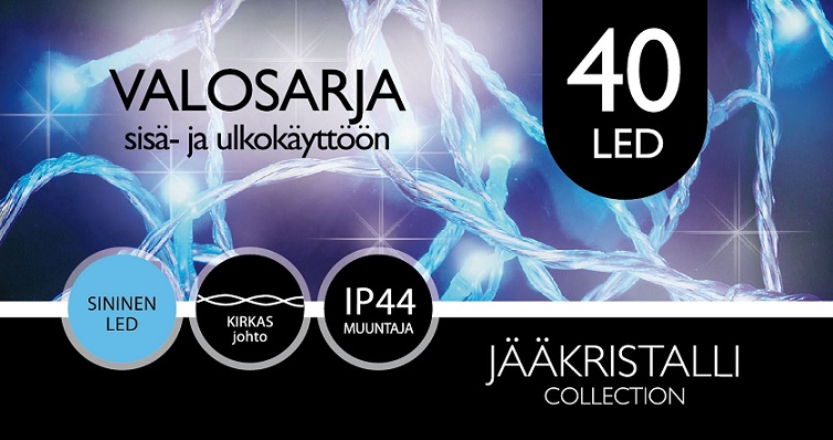 Jääkristalli Ulkovalosarja 40 Led, sininen