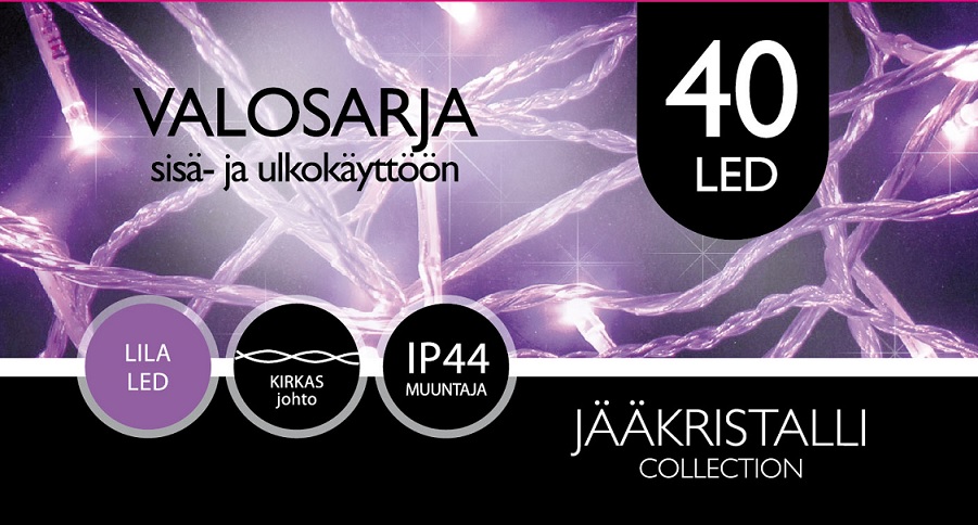 Jääkristalli Ulkovalosarja 40 Led, lila