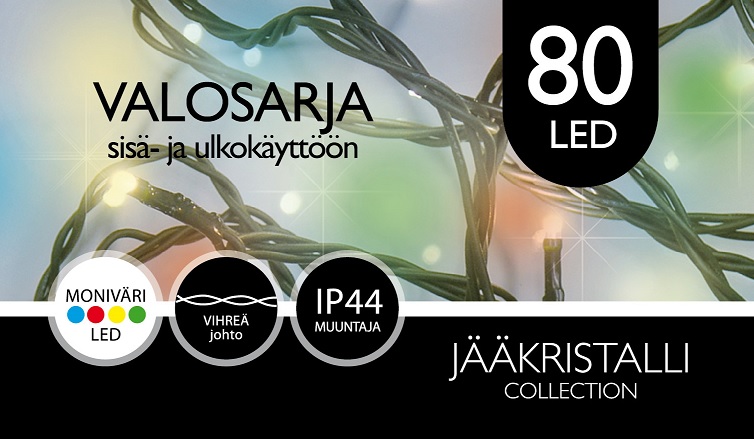 Ulkovalosarja 80L, MONIVÄRI LED, vihreä johto