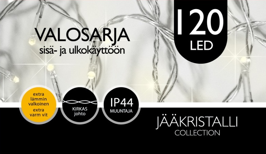 Jääkristalli Ulkovalosarja 120 Led, extra lämmin valkoinen (10 ME)