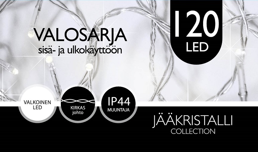 Jääkristalli Ulkovalosarja 120 Led, valkoinen