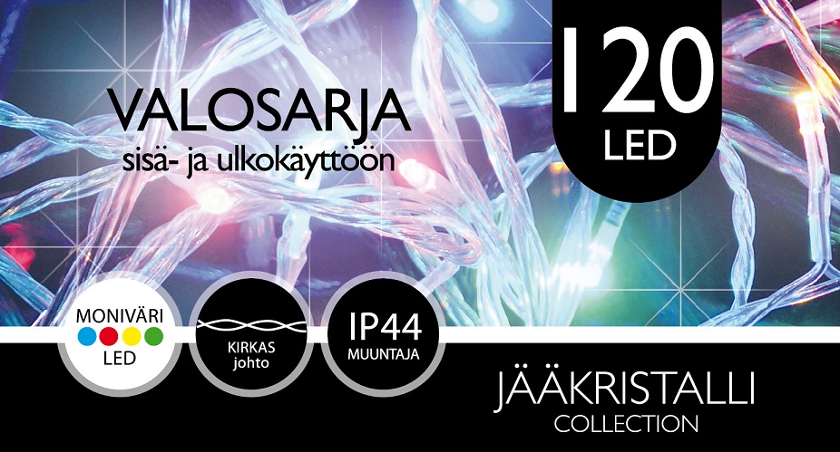 Jääkristalli Ulkovalosarja 120 Led, moniväri