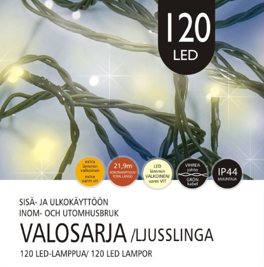 Jääkristalli Ulkovalosarja 120 Led, extra lämmin valkoinen
