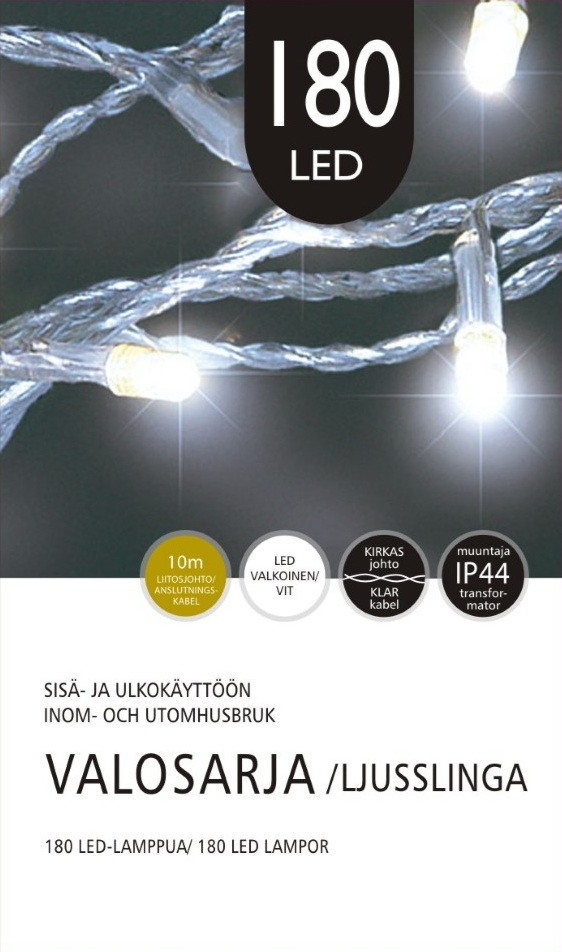 Jääkristalli Ulkovalosarja 180 Led, valkoinen