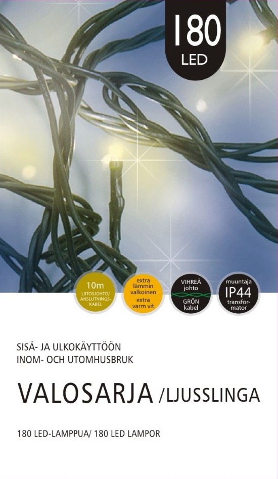 Jääkristalli Ulkovalosarja 180 Led, extra lämmin valkoinen
