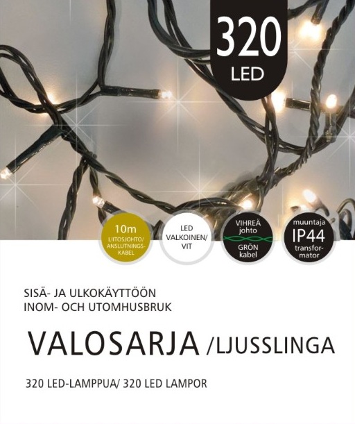 Jääkristalli Ulkovalosarja 320 Led, valkoinen