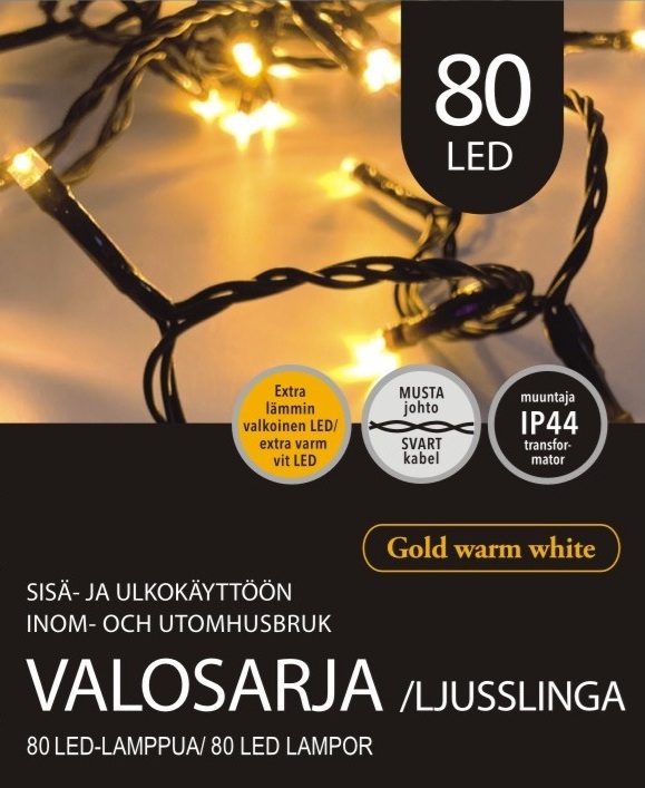 Jääkristalli Ulkovalosarja 80 Led, lämmin valkoinen (golden)