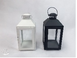 Kynttilälyhty metallia 13x12x25cm, matta musta/kirkas lasi