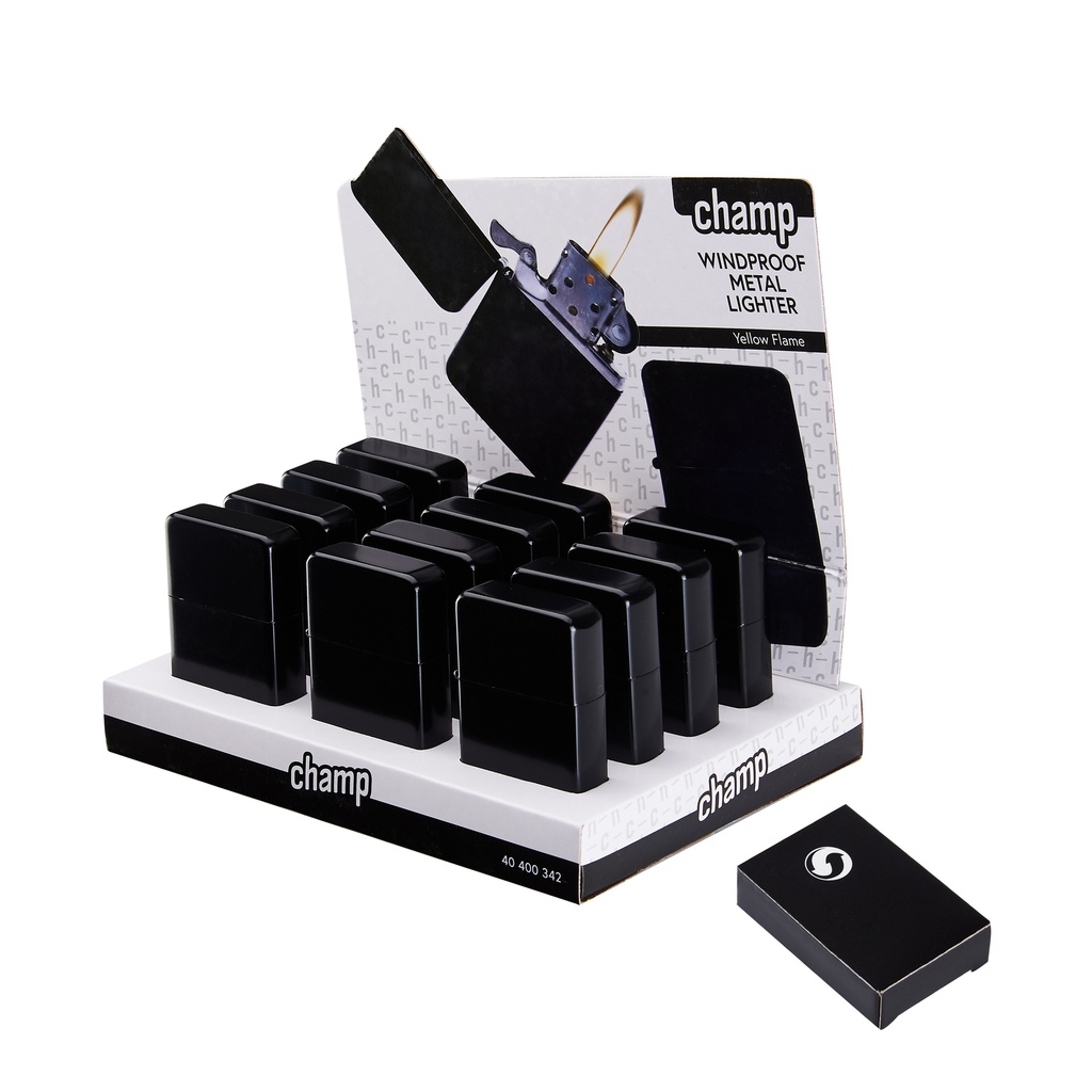 Metallisytytin CHAMP BLACKMAT WP FLINT LIGHTER, WINDPROOF