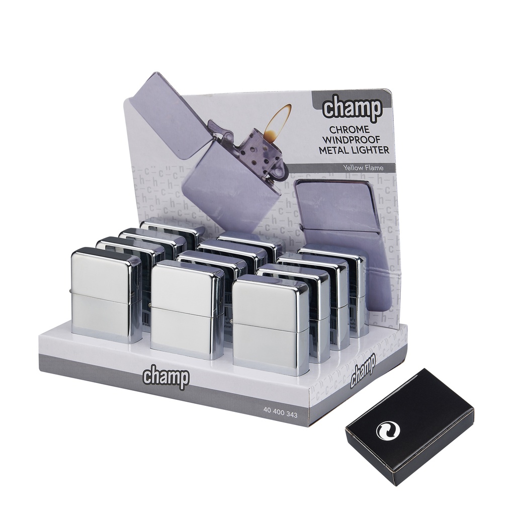 Metallisytytin CHAMP CHROME WP FLINT LIGHTER, WINDPROOF