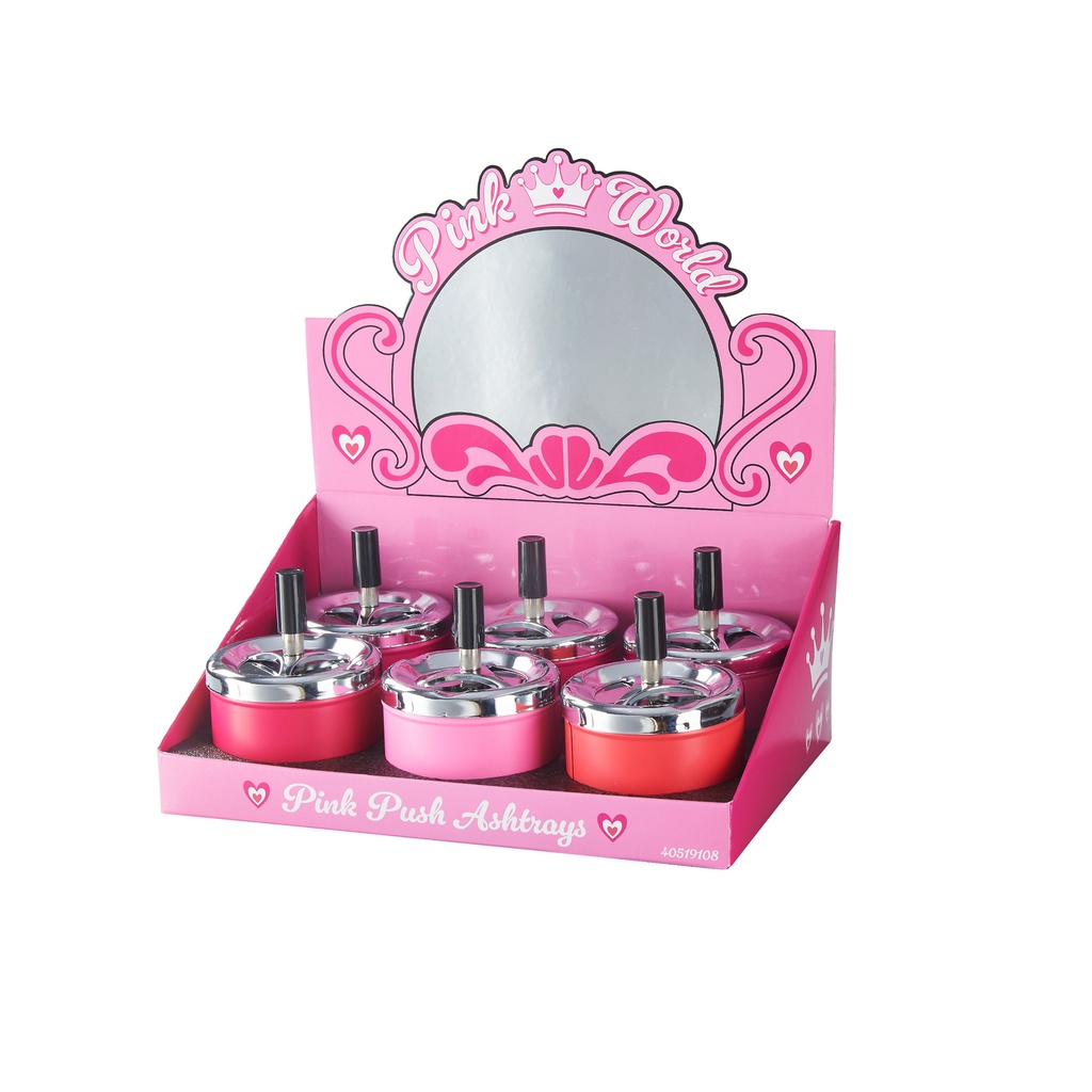 Tuhkakuppi CH VARIATION OF PINK PUSH ASHTRAY 6kpl/display, 72kpl/ct