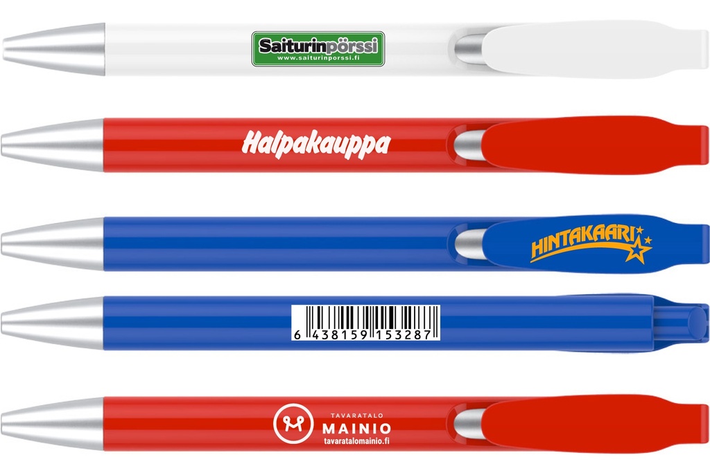 Mainoskynä 1.0 mm, sininen muste. MINIMI 2000 kpl/logo. 