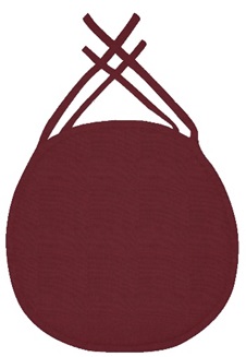 Topattu istuintyyny ovaali 40x38cm, kiinnitysnauhoilla, tumman punainen 