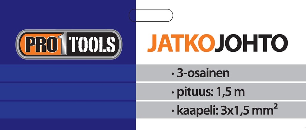 Jatkojohto 3-os. 3,0m, valk. Kaapeli: 3x1,5
. ROHS/GS/CE