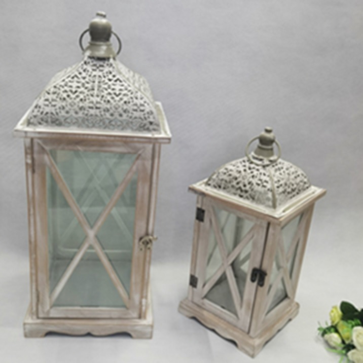 Kynttilälyhty puinen 2kpl/set, 15x15x37cm + 20x20x52cm