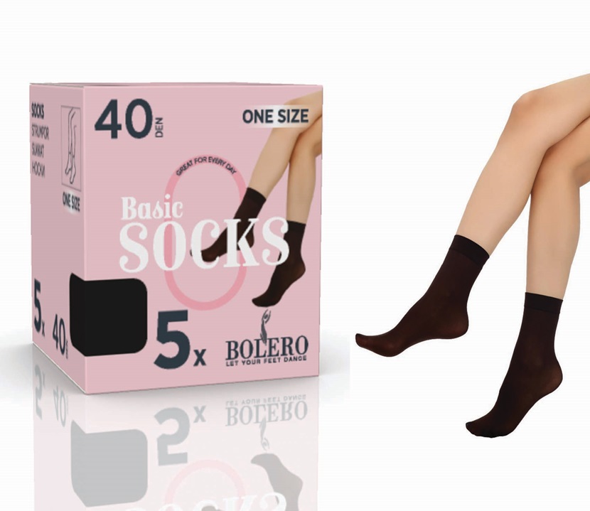 Nilkkasukka matta multi-pack 5par 1-size, 20DEN ( 36-42 ) musta