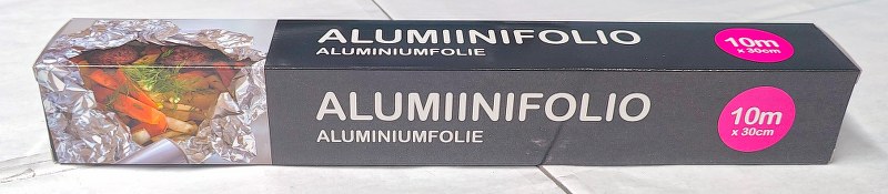 Alumiinifolio 10M x 30cm, 10MIC, grillaamiseen, ruoanlaittoon, pakastamiseen ja säilytykseen soveltuva alumiinifolio, väriboxi