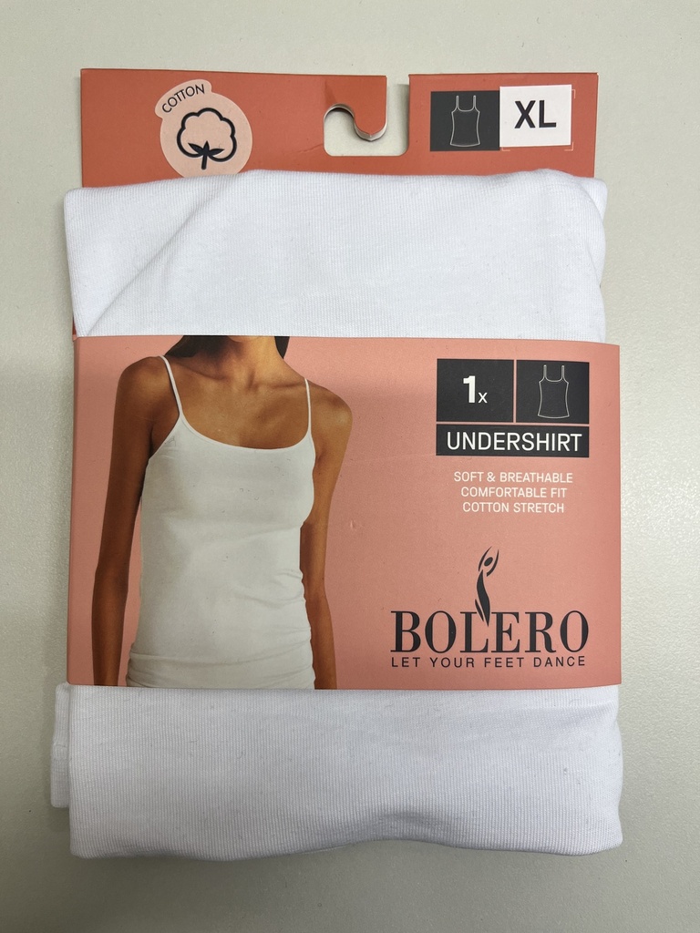 Naisten spagettiolkain puuvillatoppi XL, valkoinen