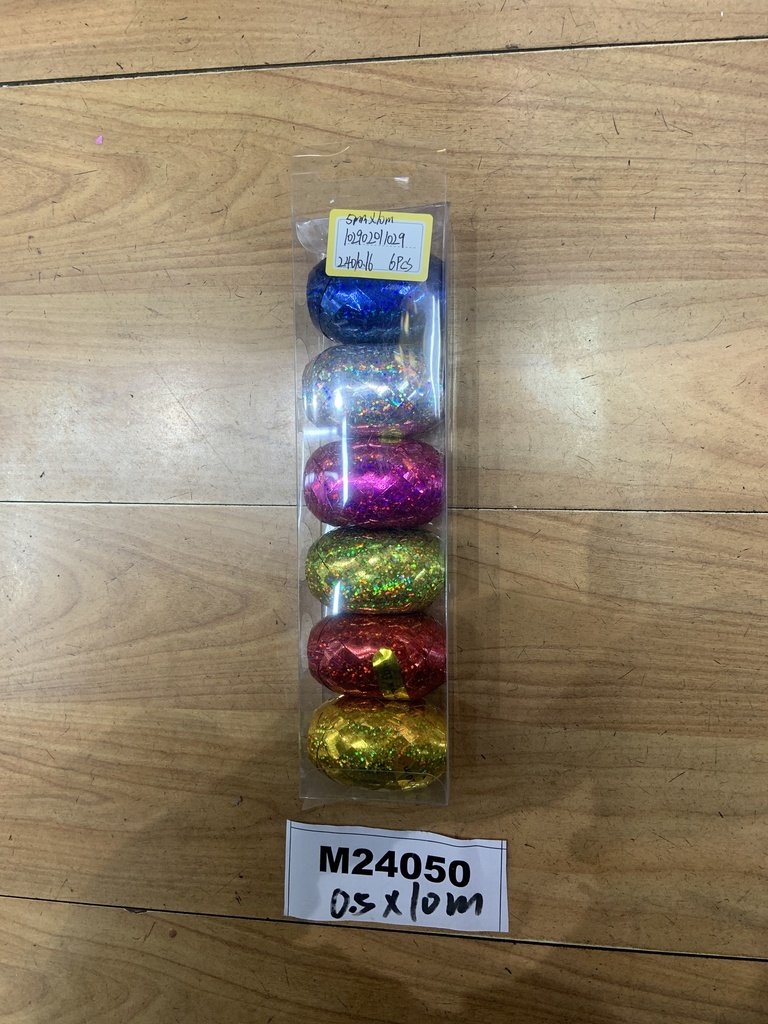 UUTUUS! Lahjapakkausnauha 6kpl, 5mm x 10m, glitter metalli