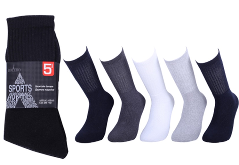 DISPLAY Basic puuvilla urheilusukka 5par/pkt. 39-42 + 43-46