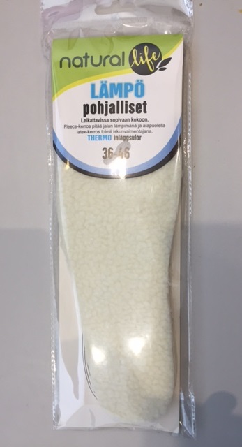Lämpöpohjalliset Polyesteri Fleece + lateksi, leikattavissa kokoon 25-35