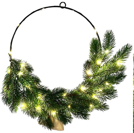 Led-havukranssi 30Led Ø 35cm, paristokäyttöinen