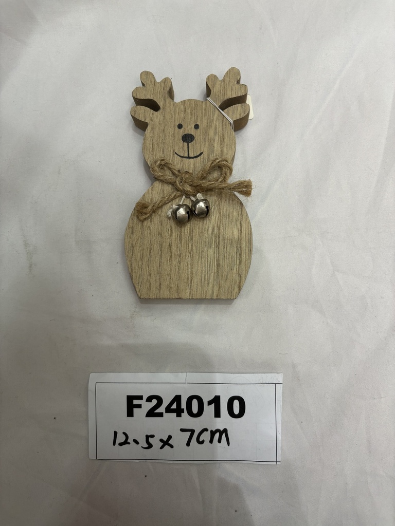 Joulukoriste poro kulkusilla MDF 12,5x7cm