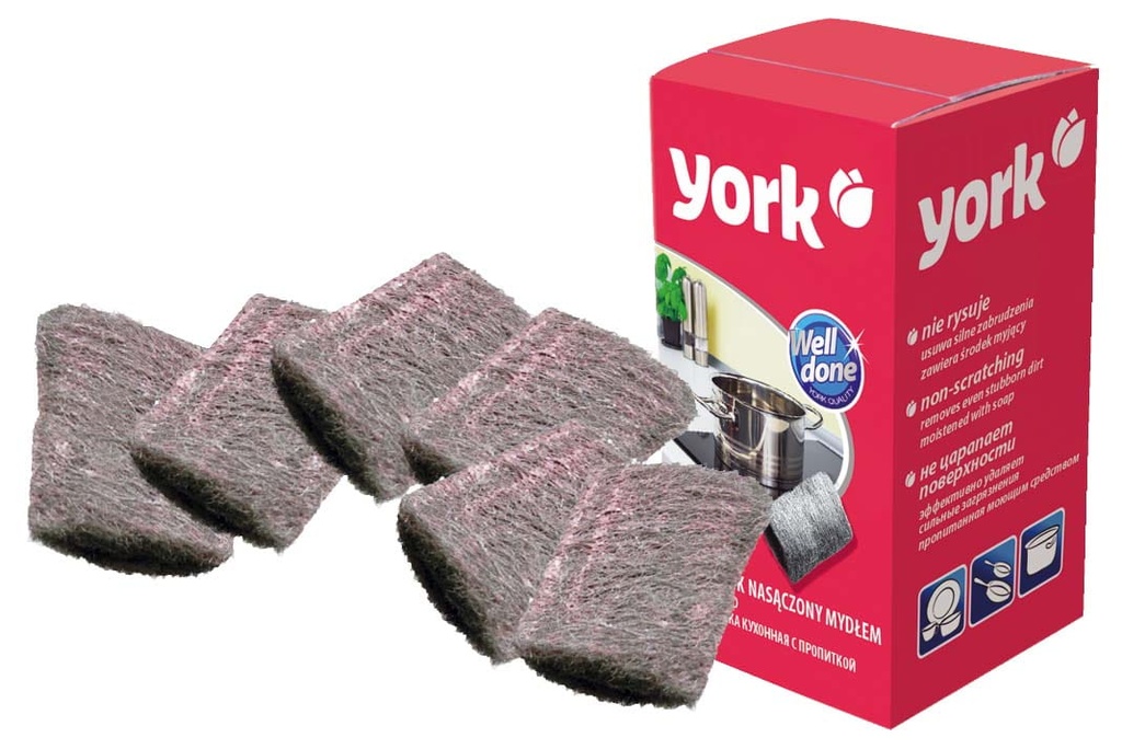 Ruostumattomasta teräksestä kudottu hankaussieni, joka puhdistaa vaativan ja pinttyneen lian. Pakkaus sis. 6 kpl sieniä, joissa pesuaine mukana.