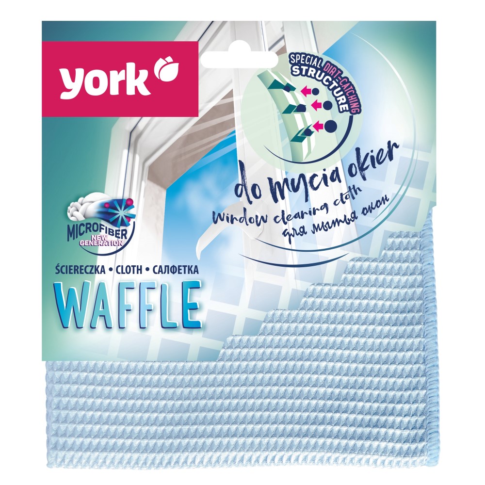 Mikrokuituinen ikkunaliina WAFFLE 1 kpl/pkt. Materiaali:85 % polyesteriä, 15 % polyamidia, Lasien, ikkunoiden, peilien, lasien puhdistukseen. Koko 35x35cm