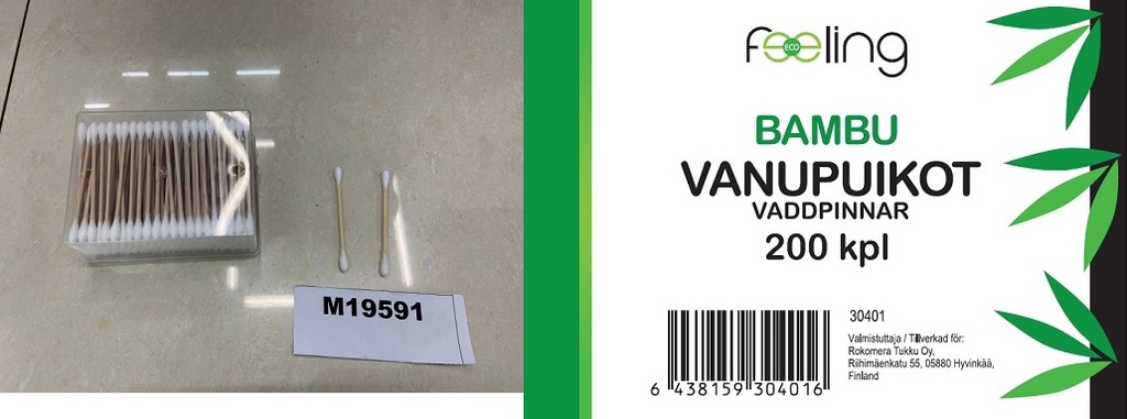 Vanupuikot, bambu, 200 kpl per laatikko pituus 7.2 cm, 